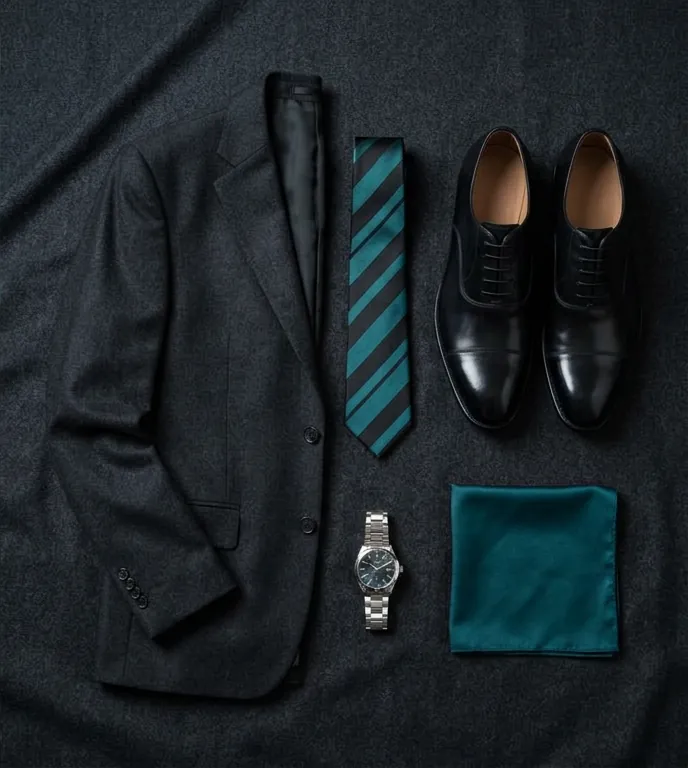 Selección coordinada de prendas y accesorios ejecutivos